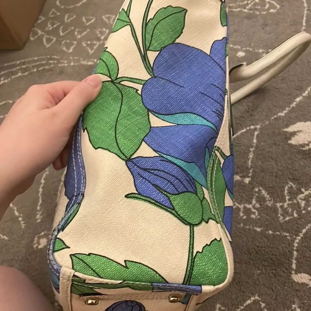 Kate Spade Blue Floral Canvas Style Large tote bag